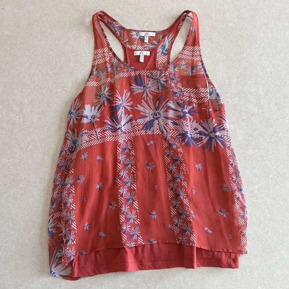 Joie Sabine Floral Silk Pocket Tank in Saffron ASO Alex Russo - Picture 4 of 11